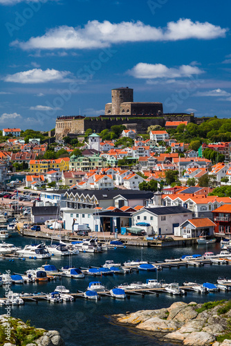 Sweden, Bohuslan, Marstrand, island town view with the 17th century Carlsten fortress photo