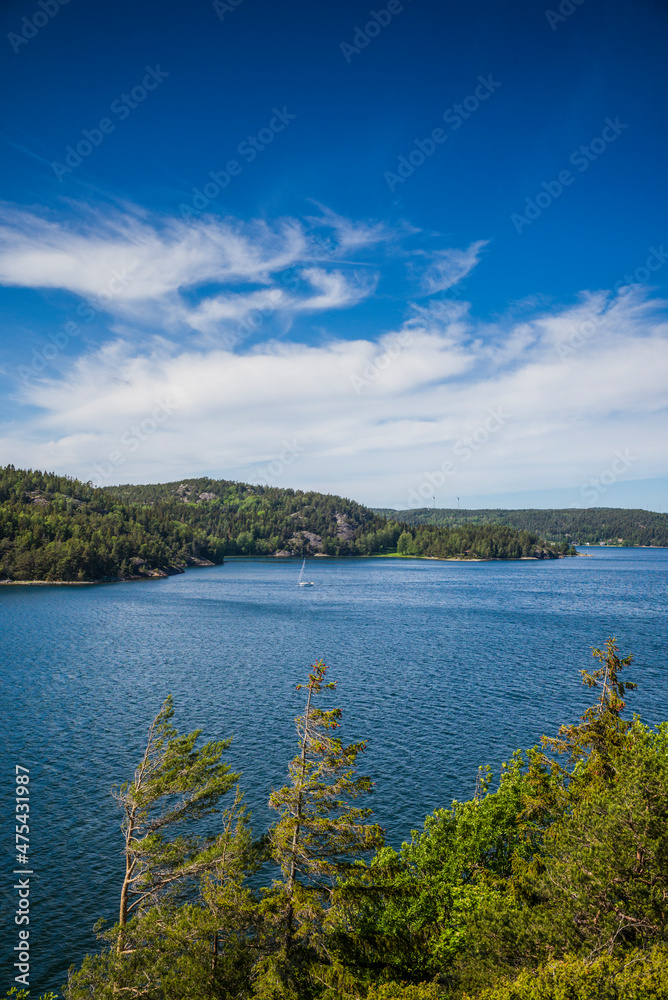 Obraz premium Sweden, Bohuslan, Henan, high angle view of the Koljofjorden fjord
