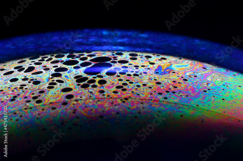 The bright colors seen in an oil slick floating on water or in a sunlit soap bubble are caused by interference