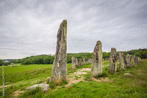 Sweden, Bohuslan, Blomsholm, Blomsholmsskeppet, stone ship circle, Iron-age burial ground, 400-600 AD