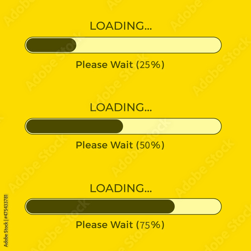vector modern loading bar set on yellow background