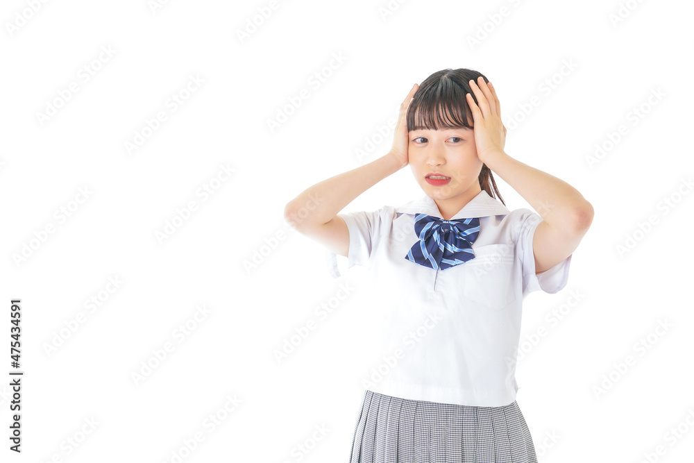 考え事をする学生 考え事をする学生