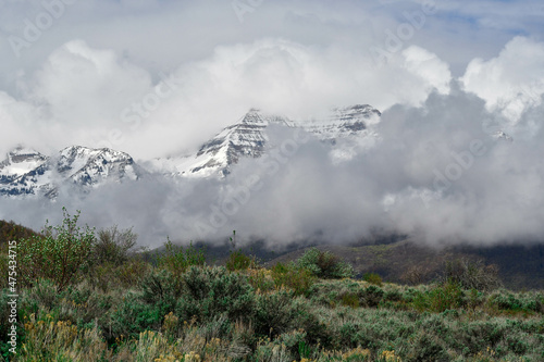 Snow covered Mount Timpanogos in Utah