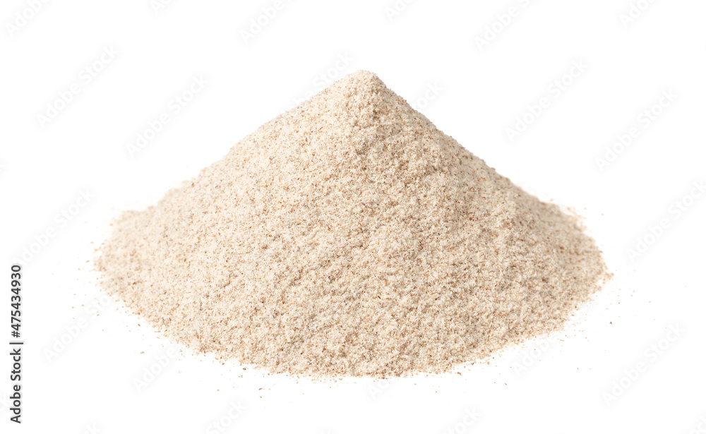 Small pile of rye flour isolated on white background Small pile of rye flour isolated on white background
