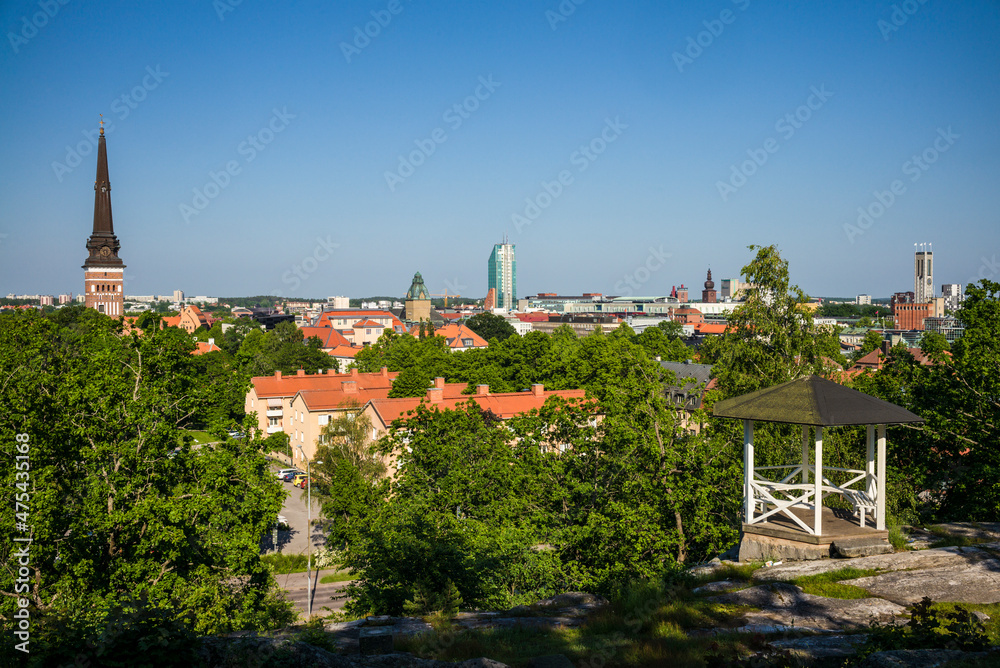 Sweden, Vastmanland, Vasteras, elevated town view from Djakneberget hill