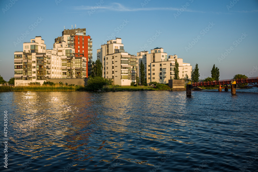 Sweden, Vastmanland, Vasteras, new residential buildings of the Munkangen harbor (Editorial Use Only)