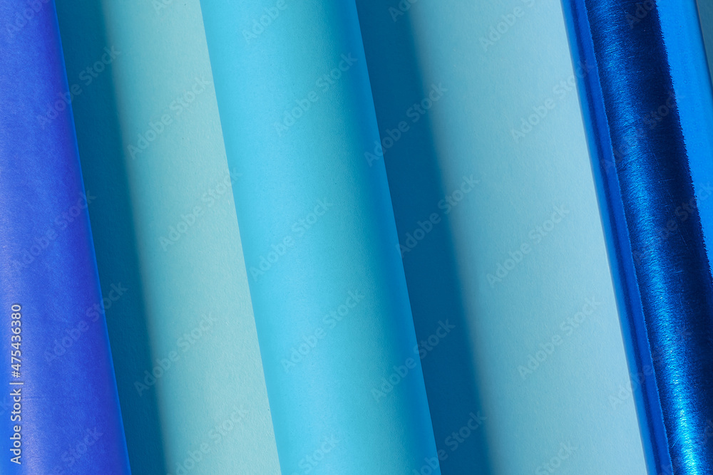 Sky Blue Turquoise Blue Royal Blue And Sky Blue Paper Tubes Stock