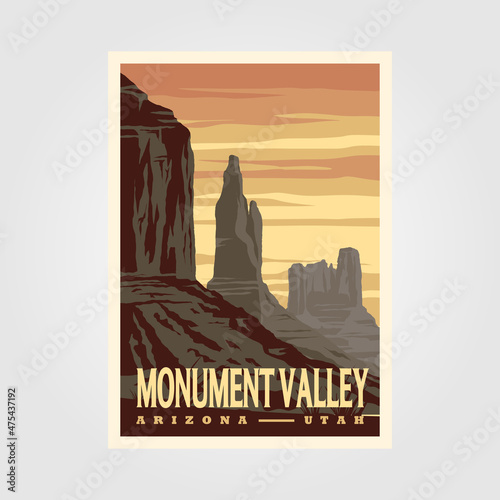monument valley navajo tribal park vintage poster illustration design