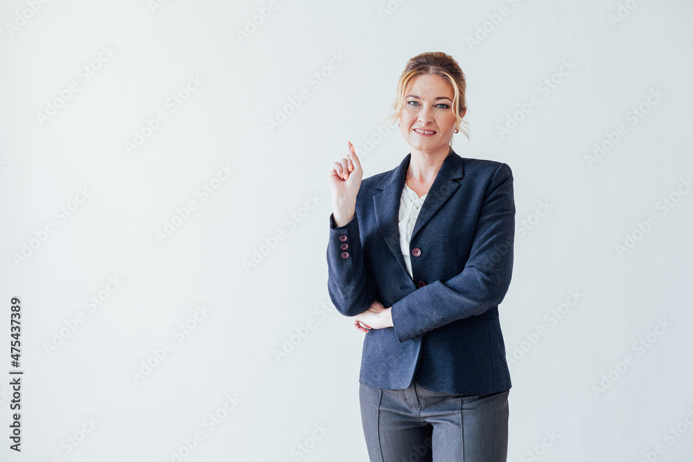 business woman in a business suit at work in an office