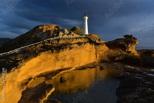Castle Point Lighthouse, located near the village of Castlepoint in the Wellington Region of the North Island of New Zealand