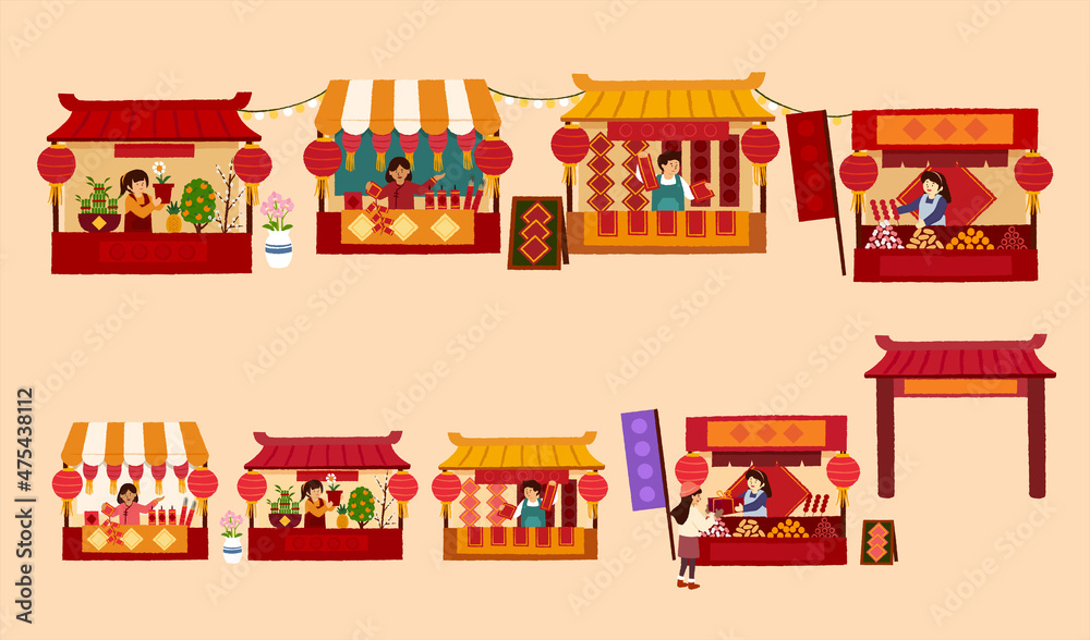 Chinese New Year market elements