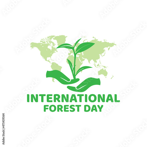 Ecological International Forest Day logo vector design and earth day concept saving forest concept