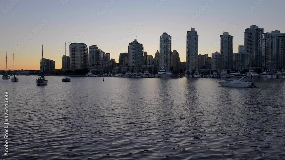 Vancouver Canada's West End seen from the other side of False Creek just as the sun sets. Vancouver Canada's West End seen from the other side of False Creek just as the sun sets.