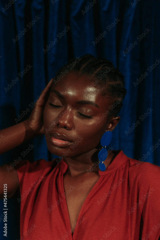 Fototapeta premium Black Model in Cornrows