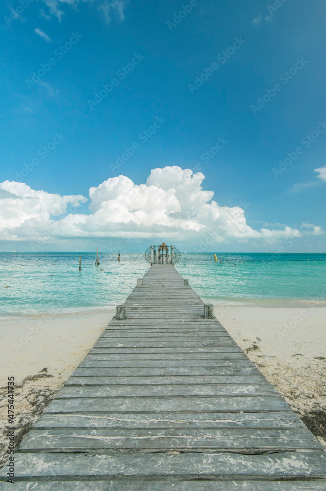 Mexico, Cancun. Pier in the Ocean