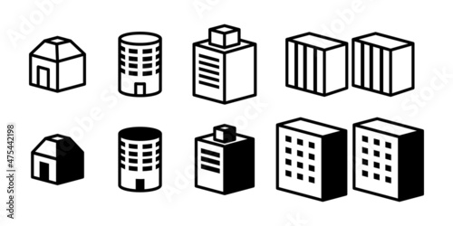 マンション, 家, ホームのベクターアイコンイラスト白黒