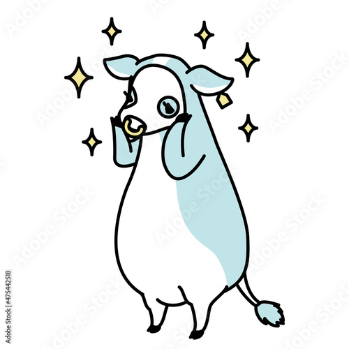 美容パックで顔をケアする牛のアイソメイラスト