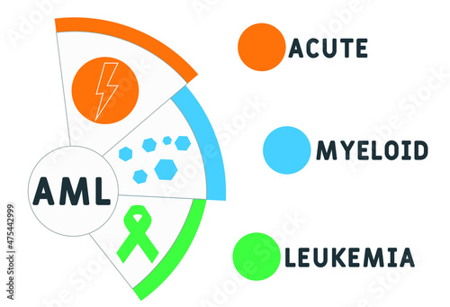 AML - Acute Myeloid Leukemia acronym. medical concept background.  vector illustration concept with keywords and icons. lettering illustration with icons for web banner, flyer, landing