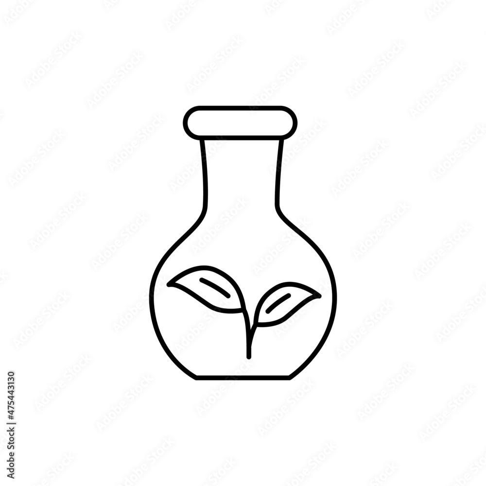 Eco bulb Icon in flat black line style, isolated on white background