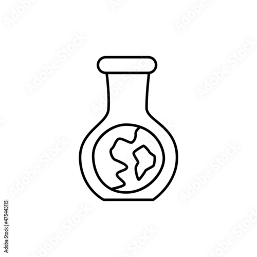 Eco Science / Chemistry Icon in flat black line style, isolated on white background