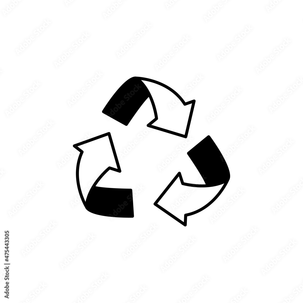 recycle Icon in black flat glyph, filled style isolated on white background recycle Icon in black flat glyph, filled style isolated on white background