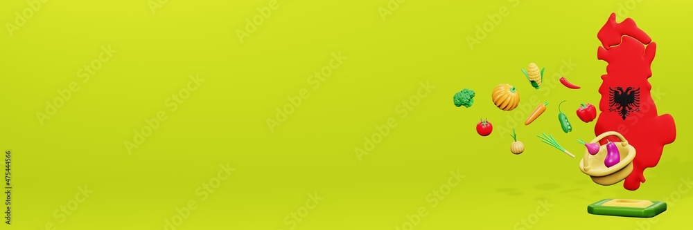 3d rendering of vegetable consumption in Albania for data display and social media 3d rendering of vegetable consumption in Albania for data display and social media