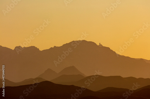 Quinlan Mountains with Kitt Peak National Observatory near Tucson  Arizona  USA