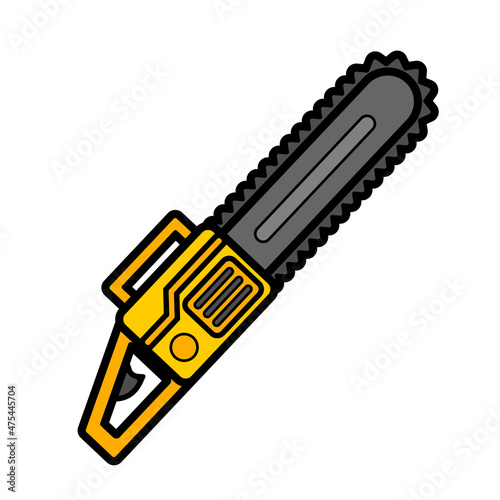 Vector illustration of a cartoon saw machine tool for building construction