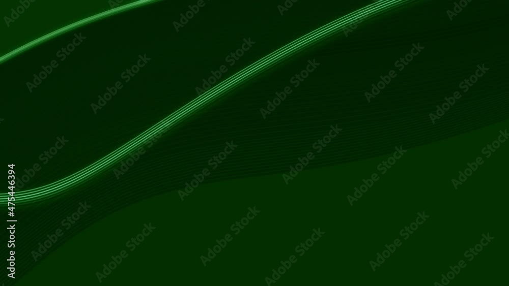 Abstract minimalist elegant white strokes on green loop background. Futuristic generic graphic concept 3D animation for product showcase and copy space advertisement technology presentation backdrop.