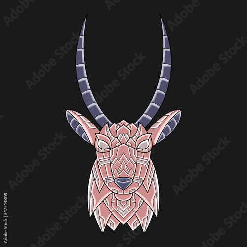 Abstract Colorful Ornament Doodle Art Waterbuck Illustration Cartoon Concept Vector. Suitable For Logo, Wallpaper, Banner, Background, Card, Book Illustration, T-Shirt Design, Sticker, Cover, etc