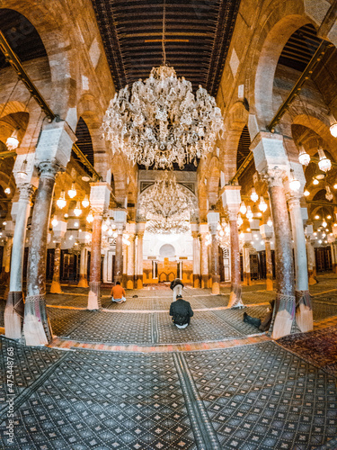 Canvas Print Interior of beautiful Zaytuna Mosque in Tunisia