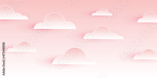 Sky and pink clouds background. vector illustration