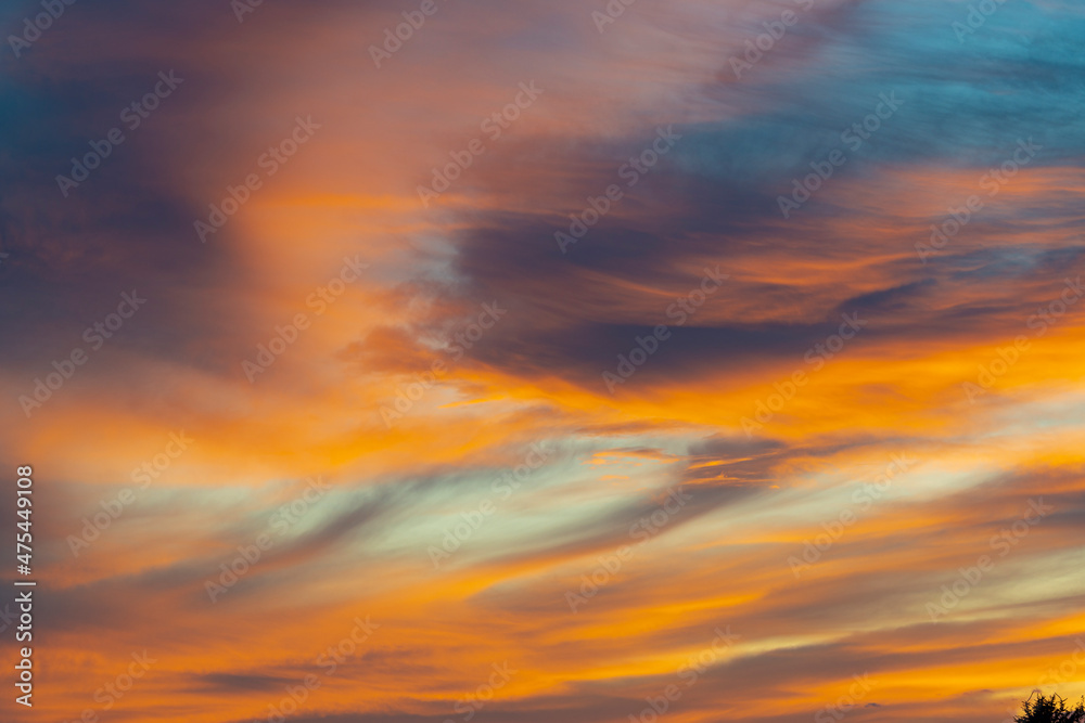 USA, Idaho. Backlit Cirrus Clouds can make a magnificent sunset.