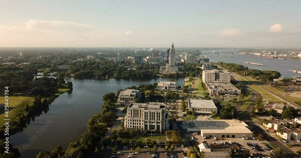 Aerial View Baton Rouge Louisiana State Capitol Building Downtown Aerial View Baton Rouge Louisiana State Capitol Building Downtown