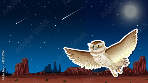 Thumbnail Design with owl flying at desert