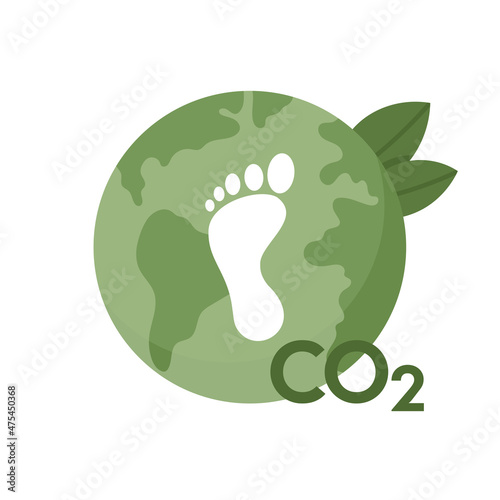 Carbon footprint concept. CO2 emission and environmental pollution impact flat style vector illustration isolated on white background.