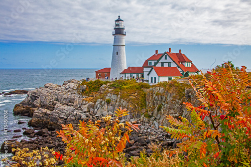 USA, New England, Maine, Cape Elizabeth, Atlantic Portland Head Lighthouse during the Fall season