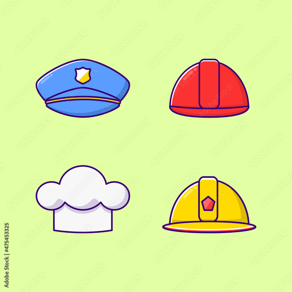 Professional worker hat cartoon style icon illustration