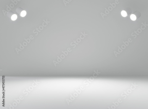 3d rendering white scene and four lamp