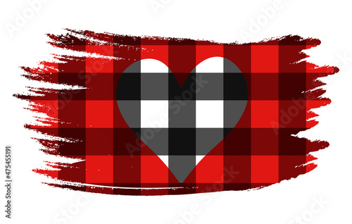 Valentine's day banner hearts buffalo plaid vector illustration	