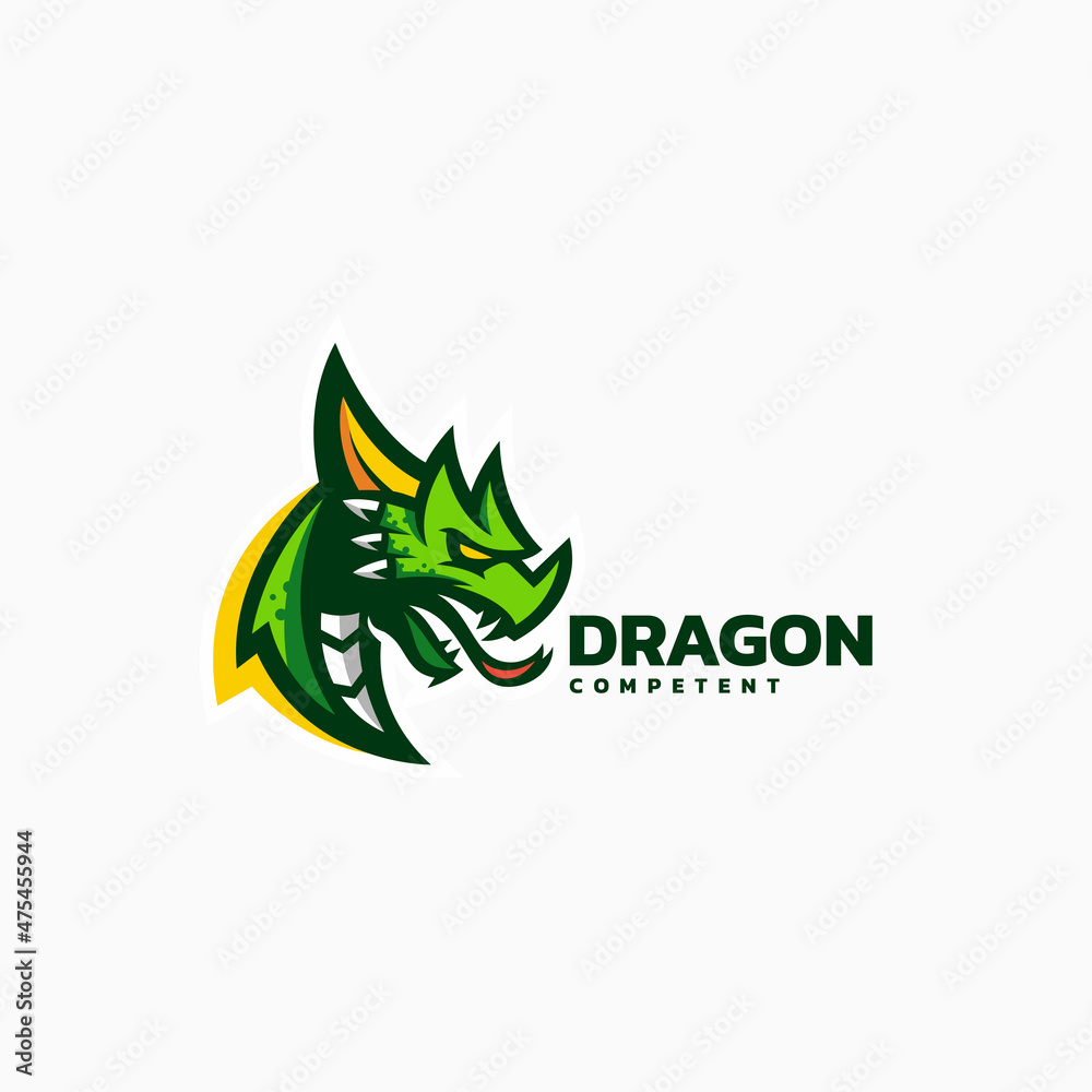 Obraz premium Vector Logo Illustration Dragon Simple Mascot Style.