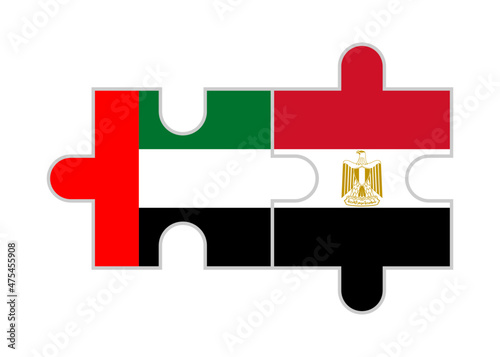puzzle pieces of uae and egypt flags. vector illustration isolated on white background	
