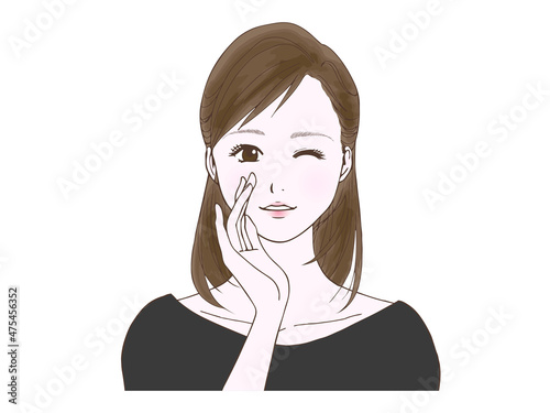 セミロングの女性_内緒話