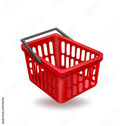 Картината върху платно red shopping basket isolated on white background for shopping advertising design