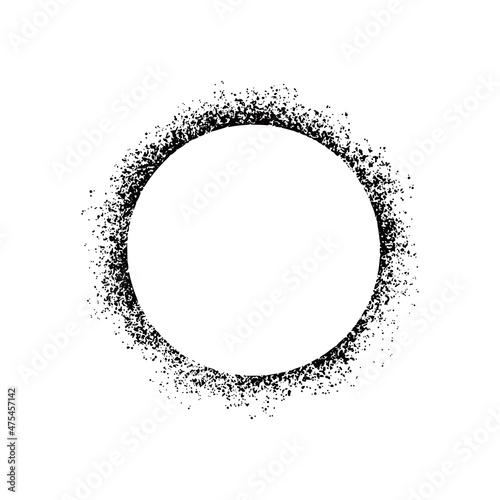 Stencil spray paint circle frame. Grunge graffiti style black frame. Isolated vector illustration with drop paint border. Stencil spray effect.