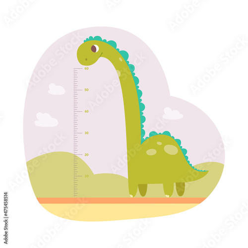 Height measuring scale for kid with dino, baby growth meter with scale in inches