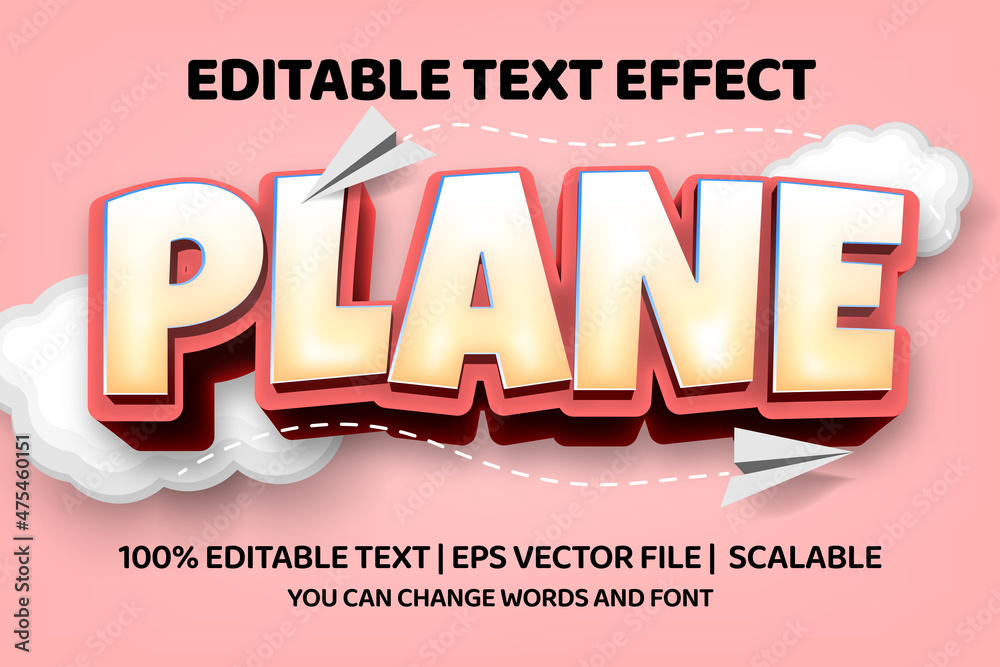 3d font text style effect with paper plane