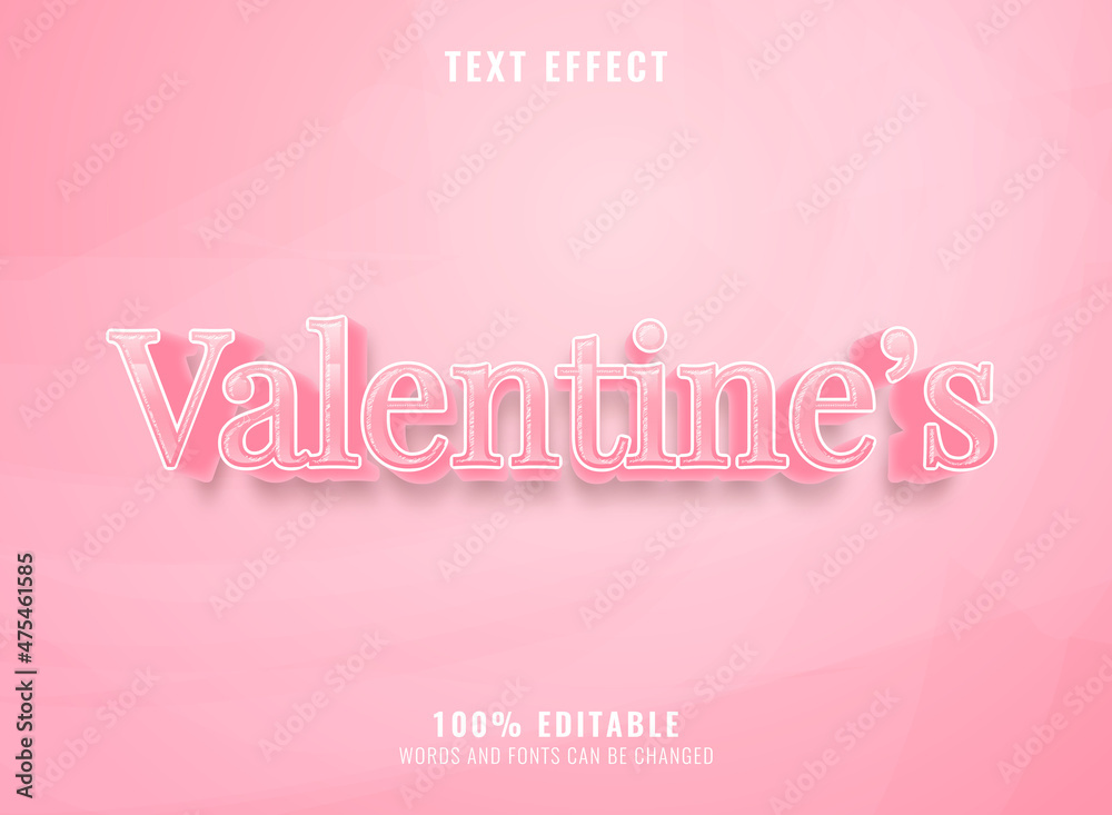 3d pink elegant happy valentine text effect