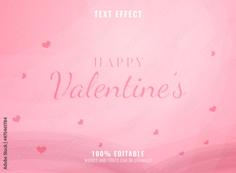 cute pink watercolor happy valentines day text effect