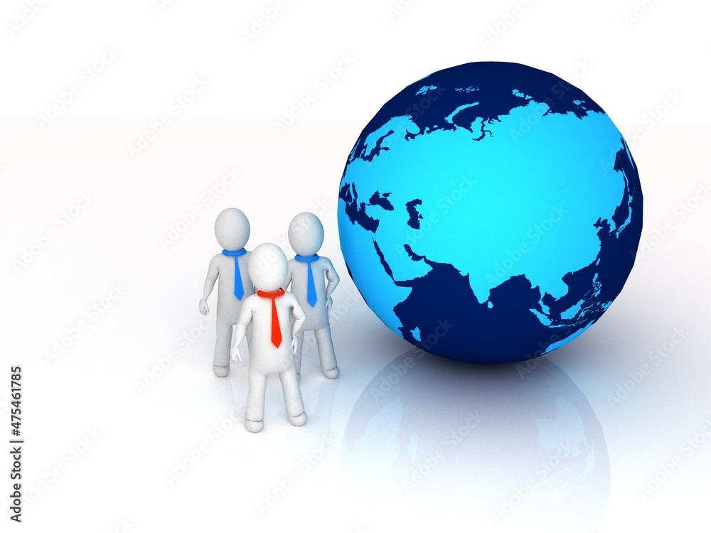 3d illustration globe man standing with graph
